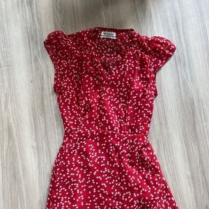 UO Red Hearts Print Wrap Dress